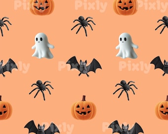 Seamless Horror Pattern, Spooky Halloween Digital Paper, Haunted Printable Art