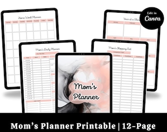 Planer Mamy do Wydruku | 12-stronicowy Planer Zapracowanej Mamy | Codzienny Planer i Organizator Rodzinny | Pobierz w wersji cyfrowej