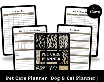 Planer opieki nad zwierzętami | Monitor zdrowia psów i kotów (wersja cyfrowa do pobrania)