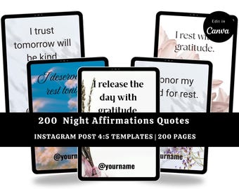200 szablonów cytatów z afirmacjami na noc | Relaks, spokój, dbanie o siebie i nastawienie na sen – pobierz cyfrowo