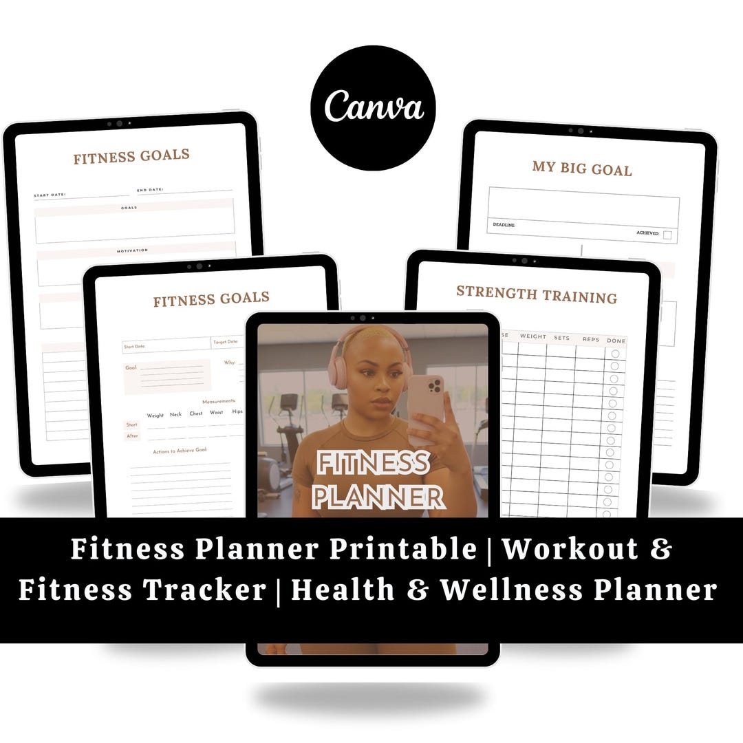 Fitness Planner Printable | Workout Tracker, Health & Wellness (digital ...