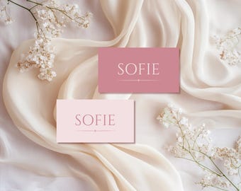Pink Wedding Place Card Template, Printable Canva Design