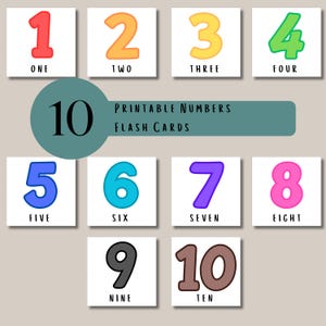Number Flashcards for Toddlers and Children, Number Cards for Kids, Printable Flashcards for Learning 1-10, Toddler Activity, Preschool