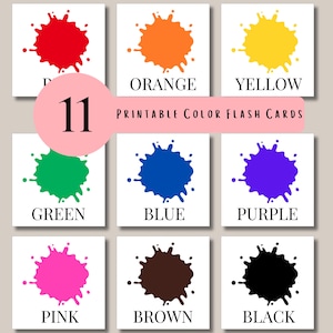Color Flashcards for Toddlers and Children, Color Cards for Kids, Printable Flashcards for Learning Colors, Toddler Activity, Preschool