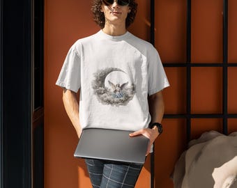 Angel and Moon T-Shirt, Celestial Angel Tee, Spiritual Tee, Unisex Casual T-Shirt, Vintage Boho Design Tee, Daily Wear, Valentine&#39;s Day Gift