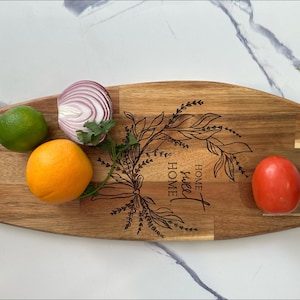 Personalized/Customized Full Board Laser Engraved Large Acacia Cutting Board, Custom Kitchen Gift, Wedding, Birthday, Housewarming