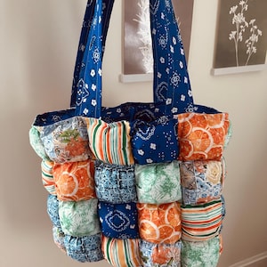 16”x16” puff quilt tote bag