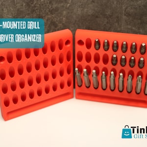 Wall-Mounted Drill Bit & Hex Driver Organizer – 34 Slot Compact Tool Storage Rack – Garage and Workshop Organization