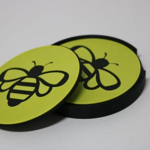 Honey Bee Coasters – Farmhouse Drink Coasters, Bee Lover Gift, Coffee Table & Kitchen Decor, Cute Bar Accessories
