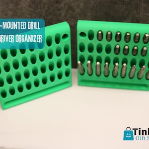 Wall-Mounted Drill Bit & Hex Driver Organizer – 34 Slot Compact Tool Storage Rack – Garage and Workshop Organization