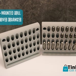Wall-Mounted Drill Bit & Hex Driver Organizer – 34 Slot Compact Tool Storage Rack – Garage and Workshop Organization