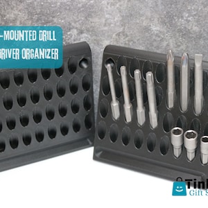 Wall-Mounted Drill Bit & Hex Driver Organizer – 34 Slot Compact Tool Storage Rack – Garage and Workshop Organization
