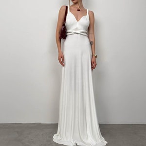 White Dress• Goddess Dress • Boho Dresses for Women • Bohemian Maxi Bridesmaid Dress • Open Back Dress • Organic Light Cotton Summer Dress