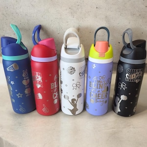 Custom Engraved Cheer Water bottle/ Personalized Cheerleader Cup with Name or Team