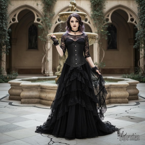 white christmas dresses Black Victorian Gothic Corset Gown main image 0