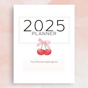 2025 Printable Calendar, 2025 Planner, Coquette Design, Bow Theme, 12 months, Instant Download, Wall Calendar, Journal Calendar