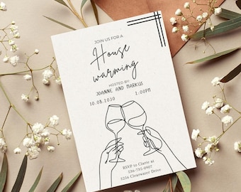 Editable House Warming Invitation, House Warming Party, Modern, Minimalist, Printable or Text Invite