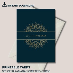 Conjunto de 16 cartões de Ramadã | Cartões de Ramadã para impressão | Cartões de Ramadã islâmicos | Cartões de Ramadã digitais | Download digital