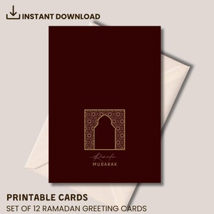 Conjunto de 12 cartões de Ramadã | Cartões de Ramadã para impressão | Cartões de Ramadã islâmicos | Cartões de Ramadã digitais | Download digital