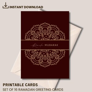 Conjunto de 16 cartões de Ramadã | Cartões de Ramadã para impressão | Cartões de Ramadã islâmicos | Cartões de Ramadã digitais | Download digital
