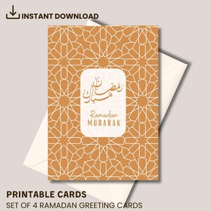 Conjunto de 4 cartões de Ramadã | Cartões de Ramadã para impressão | Cartões de Ramadã islâmicos | Cartões de Ramadã digitais | Download digital