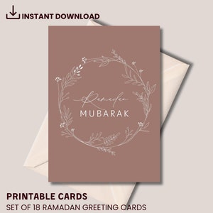 Conjunto de 18 cartões de Ramadã | Cartões de Ramadã para impressão | Cartões de Ramadã islâmicos | Cartões de Ramadã digitais | Download digital