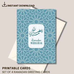Conjunto de 4 cartões de Ramadã | Cartões de Ramadã para impressão | Cartões de Ramadã islâmicos | Cartões de Ramadã digitais | Download digital