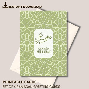 Conjunto de 4 cartões de Ramadã | Cartões de Ramadã para impressão | Cartões de Ramadã islâmicos | Cartões de Ramadã digitais | Download digital