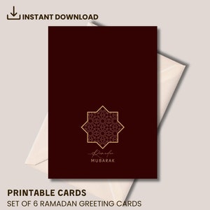 Conjunto de 6 cartões de Ramadã | Cartões de Ramadã para impressão | Cartões de Ramadã islâmicos | Cartões de Ramadã digitais | Download digital