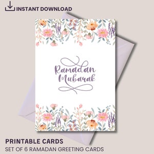 Conjunto de 6 cartões de Ramadã | Cartões de Ramadã para impressão | Cartões de Ramadã islâmicos | Cartões de Ramadã digitais | Download digital