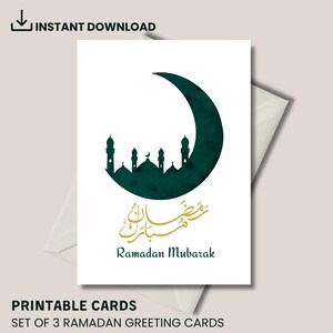 Conjunto de 3 cartões de Ramadã | Cartões de Ramadã para impressão | Cartões de Ramadã islâmicos | Cartões de Ramadã digitais | Download digital