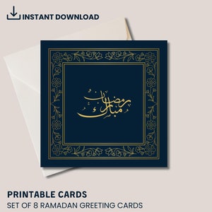 Conjunto de 8 cartões de Ramadã | Cartões de Ramadã para impressão | Cartões de Ramadã islâmicos | Cartões de Ramadã digitais | Download digital