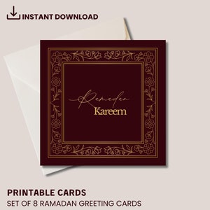 Conjunto de 8 cartões de Ramadã | Cartões de Ramadã para impressão | Cartões de Ramadã islâmicos | Cartões de Ramadã digitais | Download digital