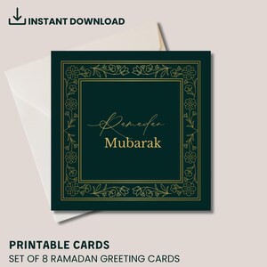Conjunto de 8 cartões de Ramadã | Cartões de Ramadã para impressão | Cartões de Ramadã islâmicos | Cartões de Ramadã digitais | Download digital