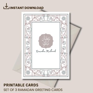 Conjunto de 3 cartões de Ramadã | Cartões de Ramadã para impressão | Cartões de Ramadã islâmicos | Cartões de Ramadã digitais | Download digital