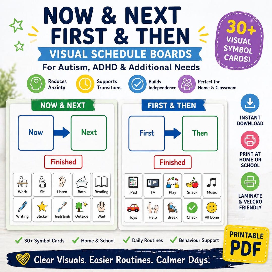 Sen Routine Ideas Autism Visual Schedule Printable, Now and Next Board, First Then Board ...