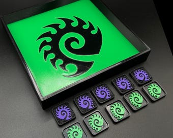 Faction Dice Tray and Activation Tokens for Zerg in StarCraft Tabletop Miniatures Game