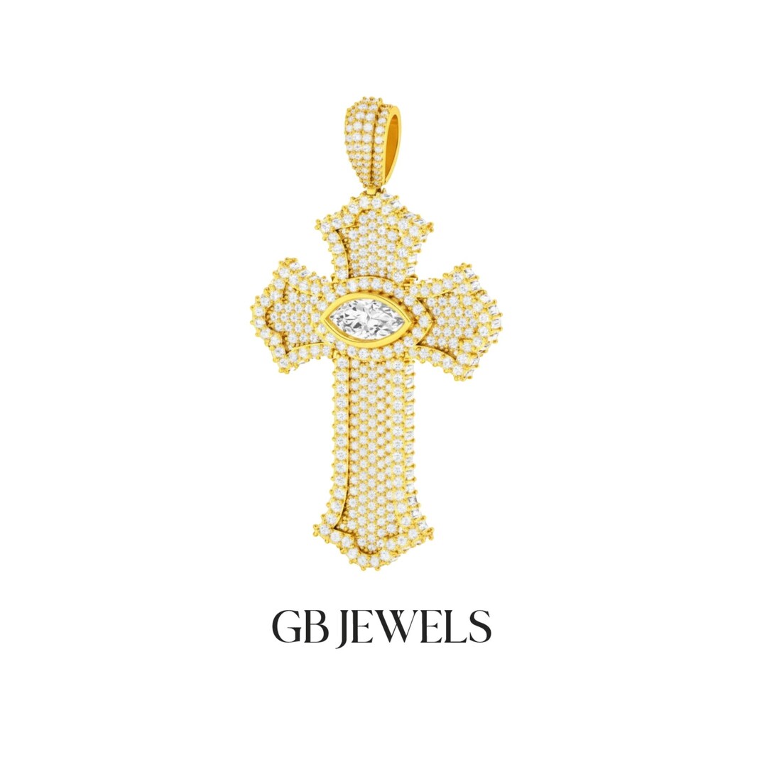 Iced Out Cross Pendant 925 Sterling Silver, CZ Pave Christian Necklace ...