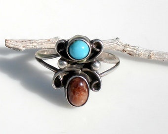 Vintage Sterling Silver Spider Ring - Southwestern Style, Turquoise