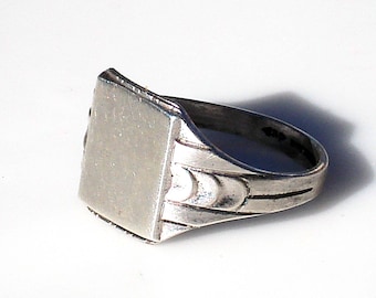 Art Deco Sterling Silver Signet Ring - Clark and Coombs