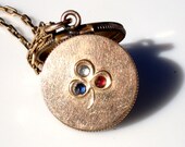 Victorian Shamrock Gold Locket - Blue, White and Red