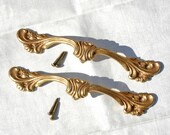 French Provencial Drawer Pulls - Cast Brass, Set of 2