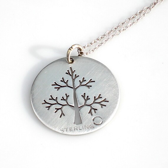 Vintage Sterling Silver Tree Pendant & Chain - image 2