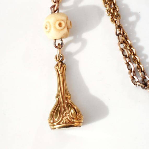 Art Nouveau Gold Fob Necklace