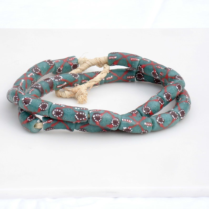 Cast /& Hand-Painted Mid Century Teal Glass African Trading Beads