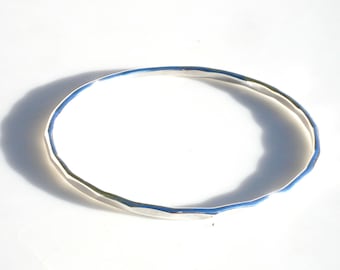 Vintage Sterling Silver Hammered Bangle, Satin Finish - Size Small