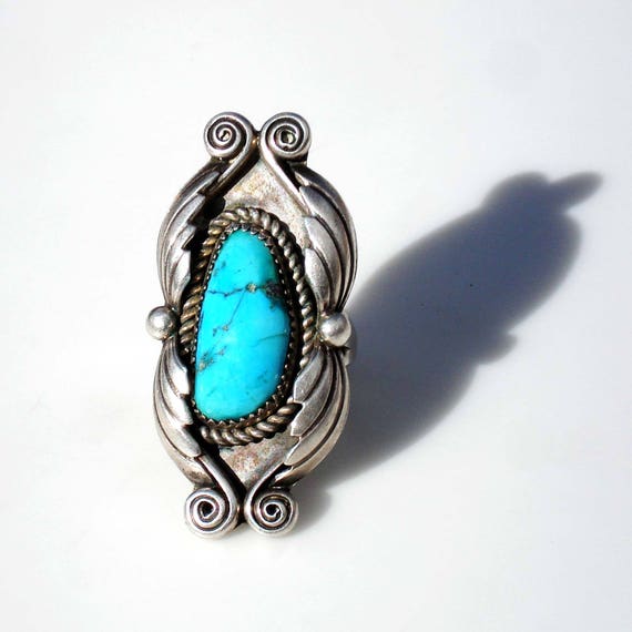 Vintage Large Shadow Box Turquoise Sterling Silver