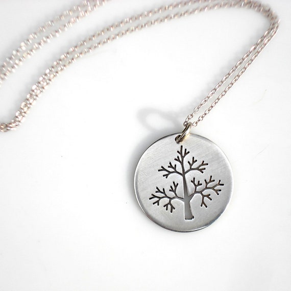 Vintage Sterling Silver Tree Pendant & Chain - image 1