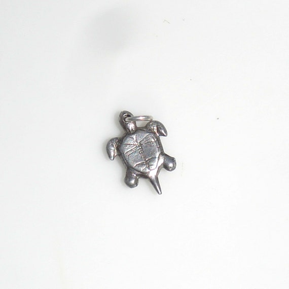 Vintage Sterling Silver Turtle Charm - Green & Li… - image 6