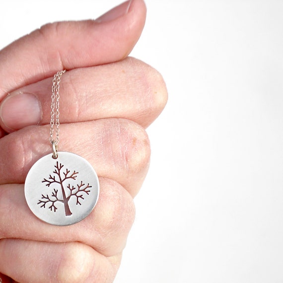 Vintage Sterling Silver Tree Pendant & Chain - image 3